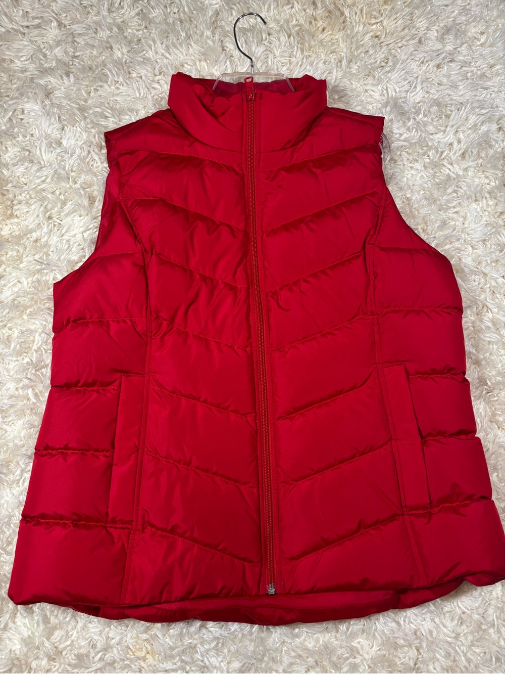 Lands' End Bright Red Quilted Puffer Vest-Medium